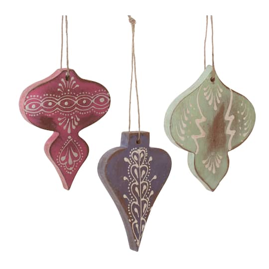 Multicolor Finial Ornament Set